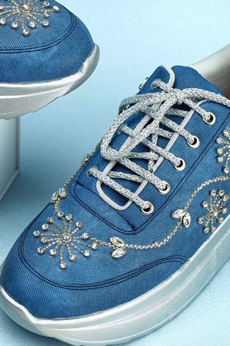 Buy_Sole Mates by Palak_Blue Designer Denim Sneakers  
