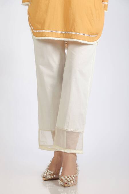 Grass & Sunshine_Mustard Cotton Collared Modern Sunshine Kurta Set _Online_at_Aza_Fashions