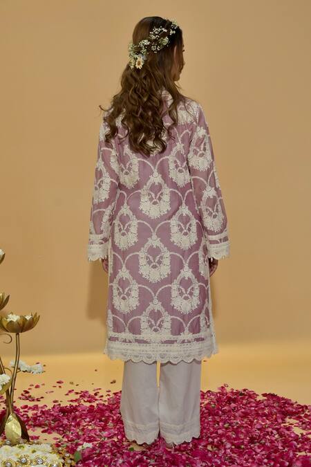 Rachit Khanna Mauve Straight Kurta & Pant Set 