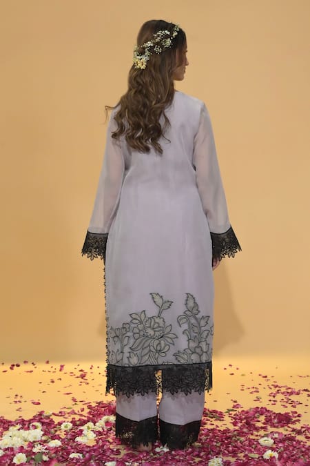 Rachit Khanna Lavender Organza Straight Kurta Set 