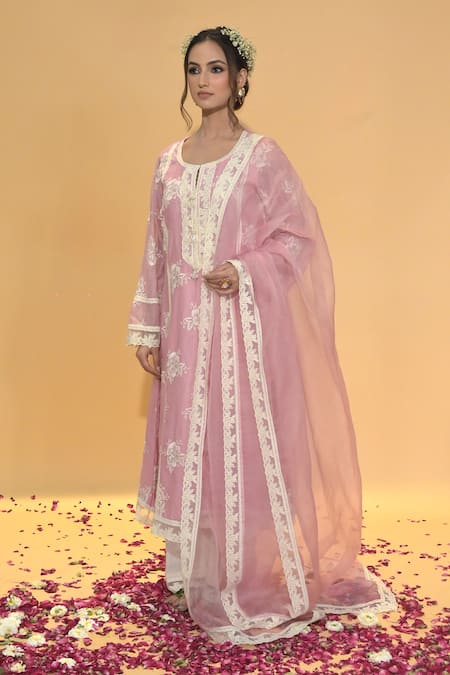 Rachit Khanna Blush Pink A Line Kurta Set 