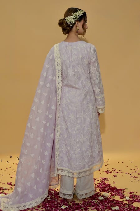 Rachit Khanna Lavender A Line Kurta & Pants Set 