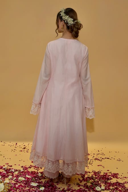 Rachit Khanna Pink Angrakha Anarkali Set 