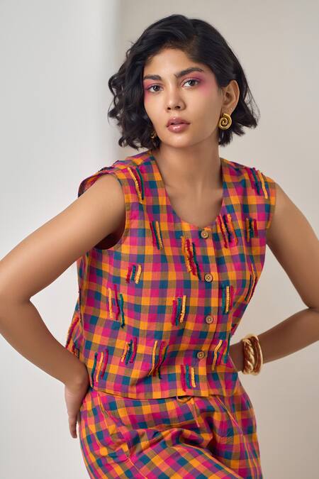 Buy_Maisolos_Multi Color Cotton Embroidery Round Neck Multi-colour Pant Set _Online_at_Aza_Fashions