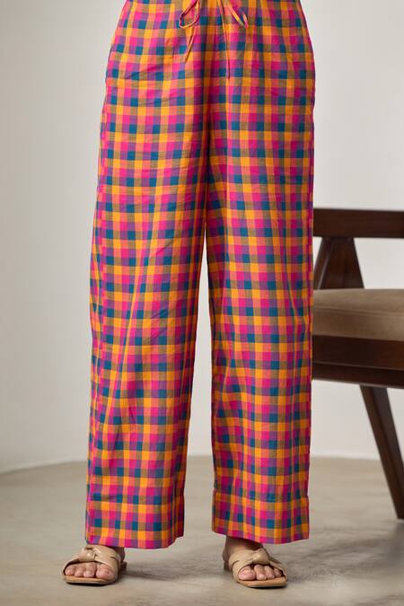 Maisolos_Multi Color Cotton Embroidery Round Neck Multi-colour Pant Set _at_Aza_Fashions