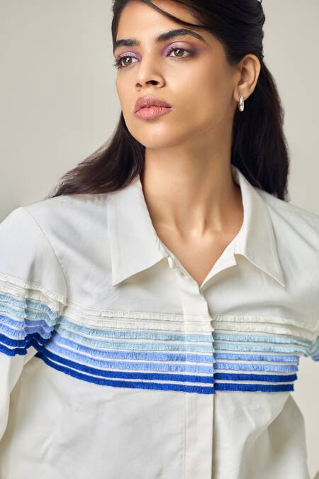 Shop_Maisolos_Ivory Poplin Collared Striped Designer Jacket _Online_at_Aza_Fashions