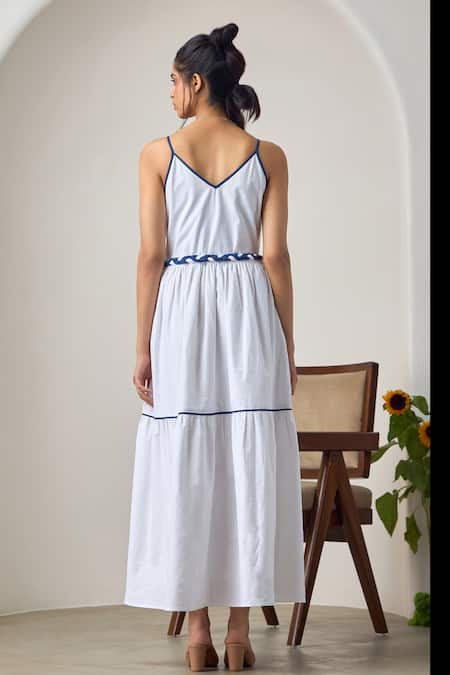 Maisolos White Linen Maxi Dress 