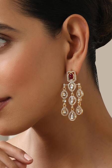 Buy Swabhimann Red Stones Polki Dangler Earrings Online at Aza Fashions Buy_Swabhimann_Red Stones Polki Dangler Earrings _Online_at_Aza_Fashions