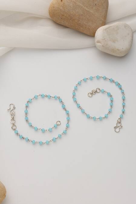 Swabhimann Blue Beads Anklets Online at Aza Fashions Swabhimann_Blue Beads Anklets _Online_at_Aza_Fashions