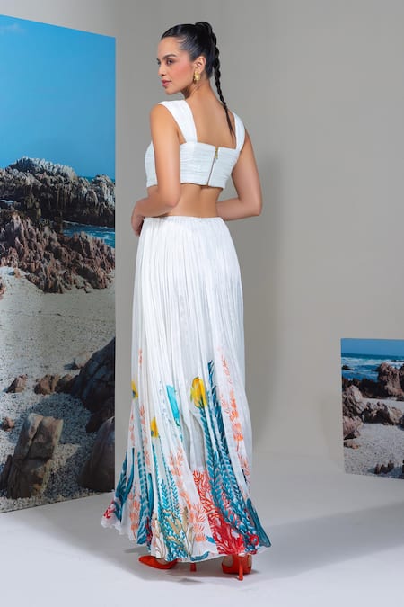 Shop Nautanky White Chiffon Scoop Neck Floral Print Maxi Dress at Aza Fashions Shop_Nautanky_White Chiffon Scoop Neck Floral Print Maxi Dress _at_Aza_Fashions