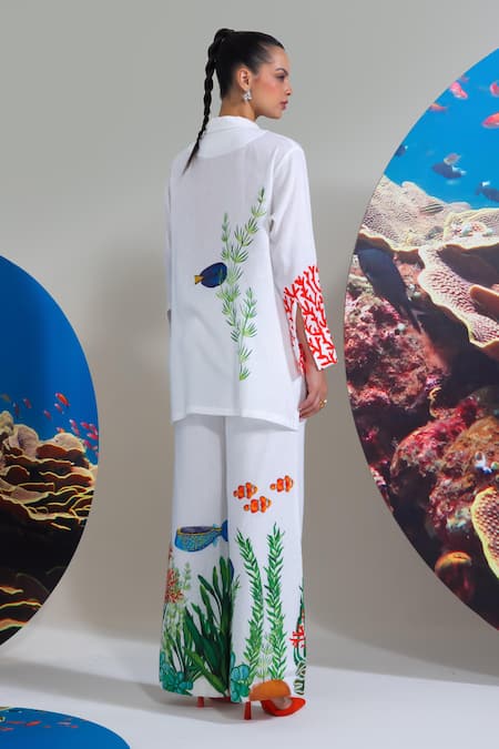 Nautanky Designer Coral Print Pant Set 