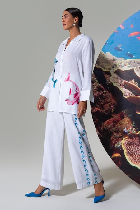 Nautanky Lagoon Lover White Pant Set 