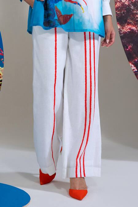 Nautanky_Blue Cotton, Linen Collared Beach Side Blush Shirt And Pant Set _Online_at_Aza_Fashions