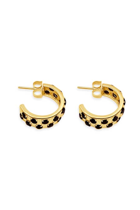 MAALICIOUS JEWELRY_Black Dalmation Hoops _Online_at_Aza_Fashions
