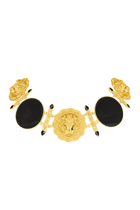 Buy MAALICIOUS JEWELRY Black Huli Tiger 24k Gold Plated Necklace Online at Aza Fashions Buy_MAALICIOUS JEWELRY_Black Huli Tiger 24k Gold Plated Necklace _Online_at_Aza_Fashions