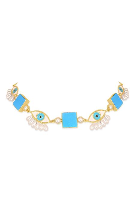 MAALICIOUS JEWELRY_Blue Evil Eye Choker Necklace _Online_at_Aza_Fashions