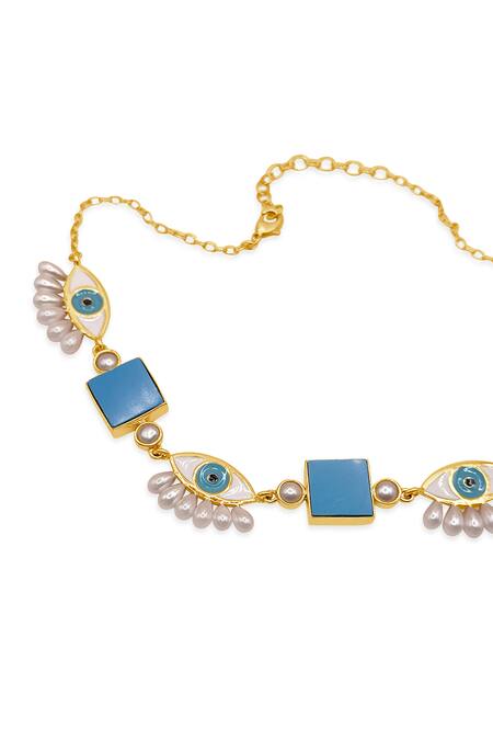 Buy_MAALICIOUS JEWELRY_Blue Evil Eye Choker Necklace _Online_at_Aza_Fashions