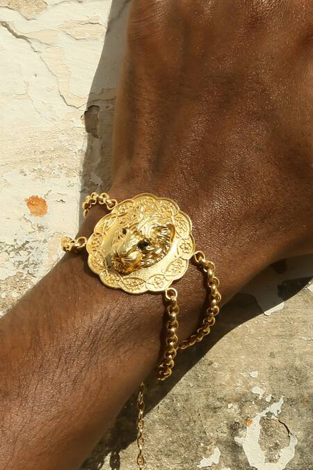 MAALICIOUS JEWELRY_Gold Plated Huli Tiger Bracelet _Online_at_Aza_Fashions