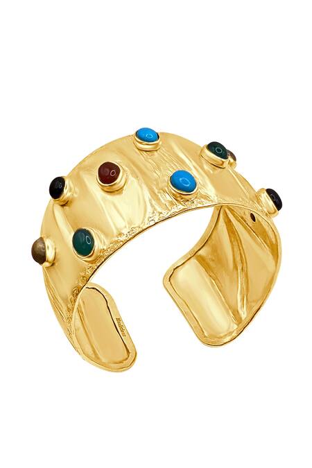 MAALICIOUS JEWELRY_Gold Plated Stones Studded Bracelet _Online_at_Aza_Fashions