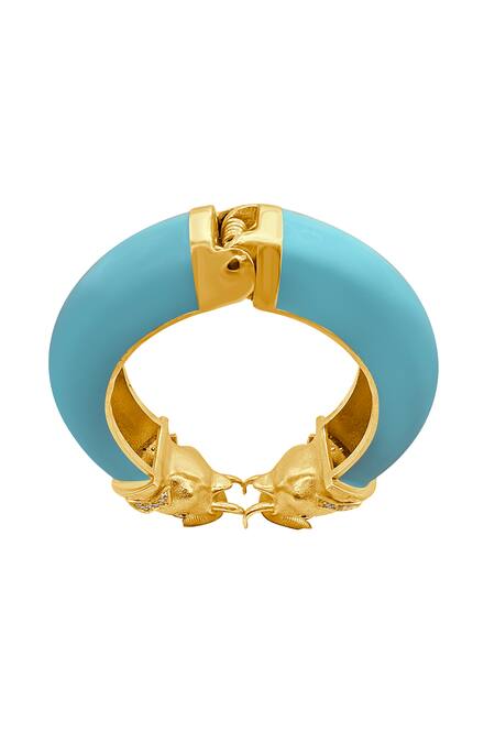 MAALICIOUS JEWELRY Blue Circus Elephant Gold Plated Bracelet Online at Aza Fashions MAALICIOUS JEWELRY_Blue Circus Elephant Gold Plated Bracelet_Online_at_Aza_Fashions