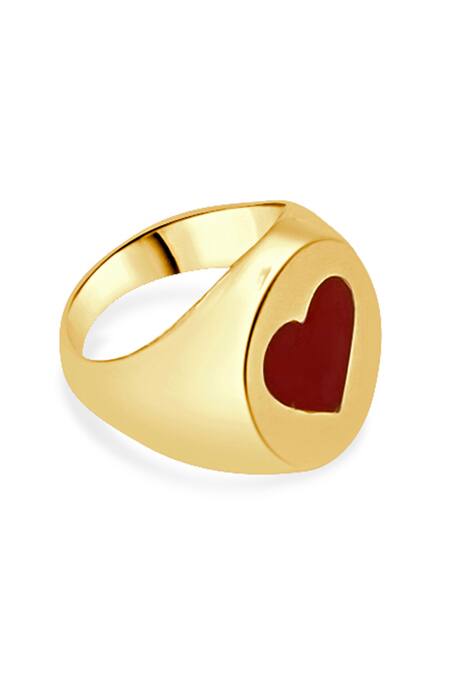 MAALICIOUS JEWELRY Gold Plated Heart Enamel Ring Online at Aza Fashions MAALICIOUS JEWELRY_Gold Plated Heart Enamel Ring _Online_at_Aza_Fashions