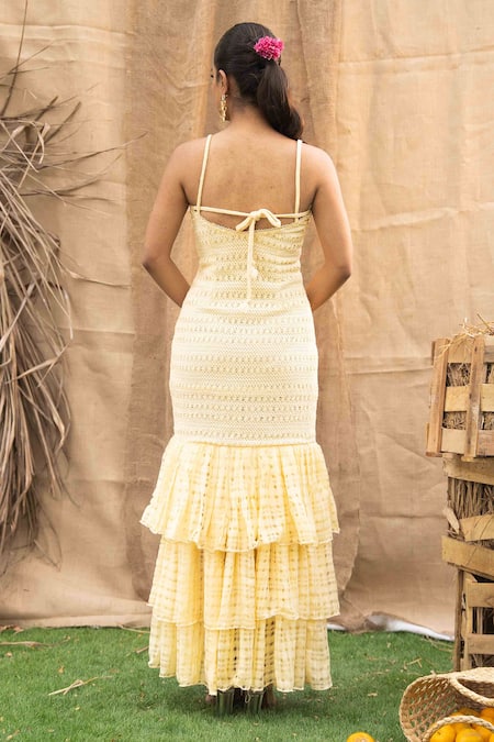 Kalakaari By Sagarika Butter Yellow Maxi Dress 