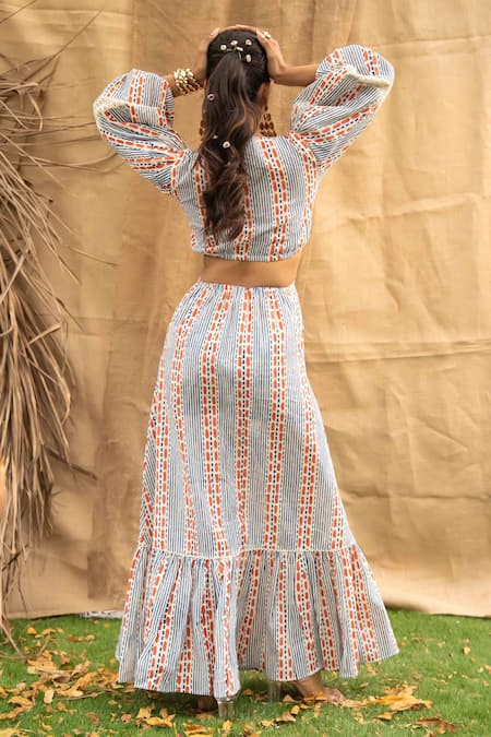 Kalakaari By Sagarika Maxi Dress with Puff Sleeves 