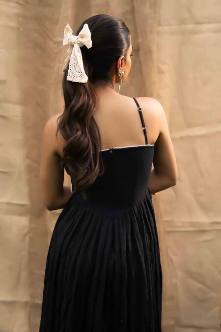 Kalakaari By Sagarika Black Cotton Embroidery Square Neck Midi Dress With Online at Aza Fashions Kalakaari By Sagarika_Black Cotton Embroidery Square Neck Midi Dress With _Online_at_Aza_Fashions