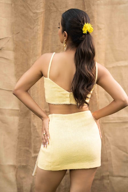 Kalakaari By Sagarika Butter Yellow Skirt Set 