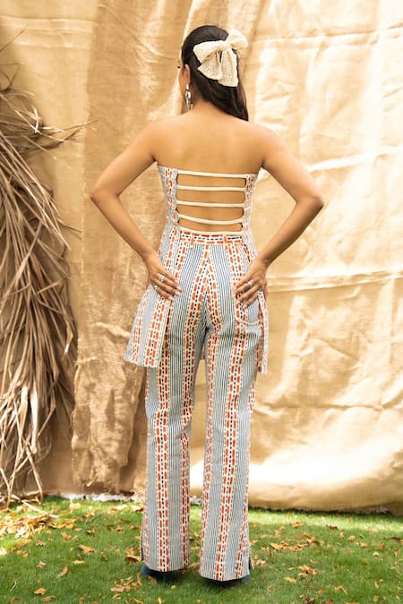 Kalakaari By Sagarika Designer Striped Top & Pant Set 