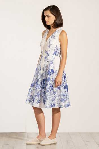pintuck organza midi dress Women's Floral Organza Pintuck Midi Shirt Dress, Blue