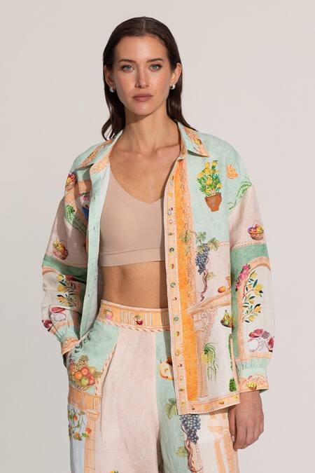 RANNA GILL_Multi Color Linen, Viscose Collared, Button-down Neck Elysia Shirt_Online_at_Aza_Fashions