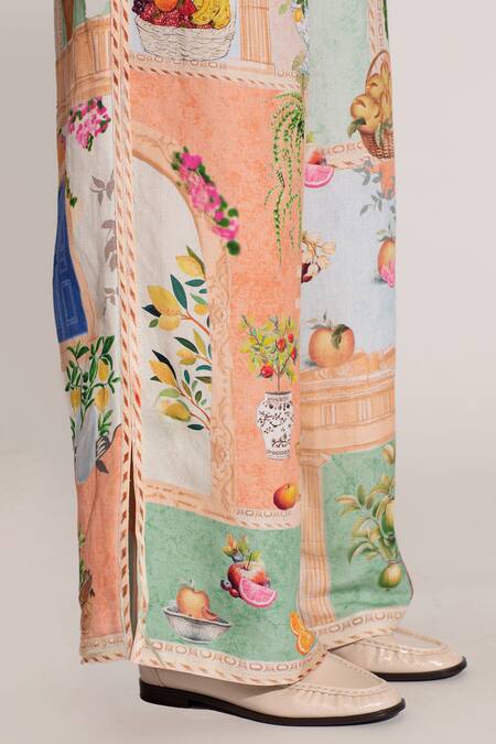 Buy_RANNA GILL_Multi Color Linen, Viscose Masha Wide Leg Pants_Online_at_Aza_Fashions