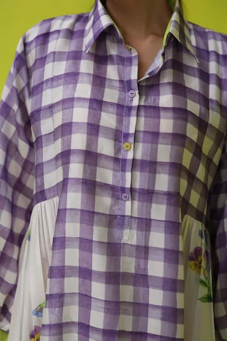 Shop_Roza_Ivory Chanderi, Cotton Embroidery Collared Seminyak Midi Dress 