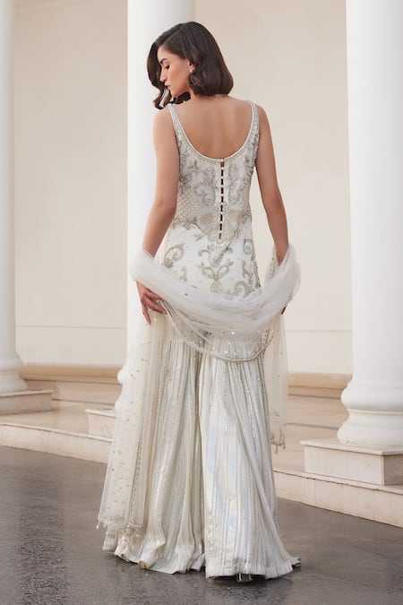 Label Sanya Gulati Designer Pearl White Kurta Set 