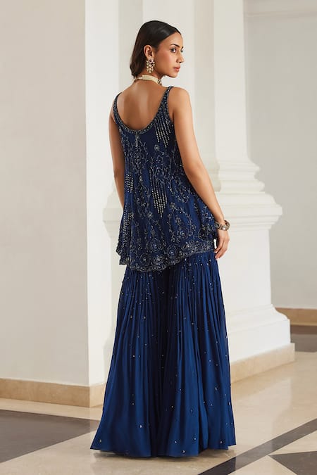 Label Sanya Gulati Teal Blue Embellished Kurta Set 