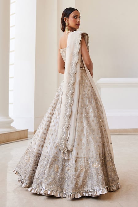 Label Sanya Gulati Ivory Gold Zari Embellished Lehenga Set 