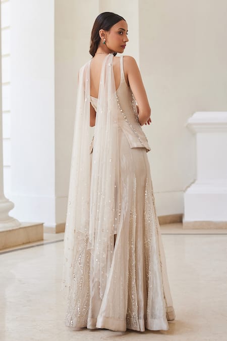 Label Sanya Gulati Ivory Gold Embellished Kurta Set 