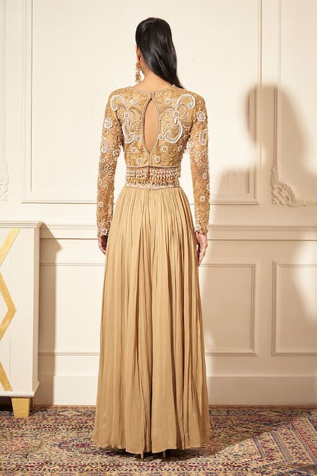 Rimple Agrawal Designer Gold Embroidered Palazzo Set 