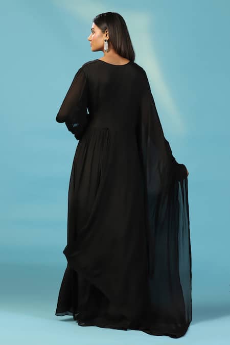 Two Sisters By Gyans Black Chiffon Designer Gown