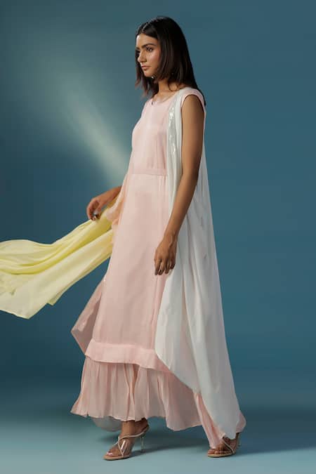 Buy Two Sisters By Gyans Pink Crepe Round Neck Jacket And Kurta Set Online at Aza Fashions Buy_Two Sisters By Gyans_Pink Crepe Round Neck Jacket And Kurta Set _Online_at_Aza_Fashions