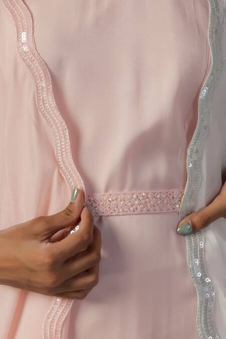 Shop Two Sisters By Gyans Pink Crepe Round Neck Jacket And Kurta Set Online at Aza Fashions Shop_Two Sisters By Gyans_Pink Crepe Round Neck Jacket And Kurta Set _Online_at_Aza_Fashions