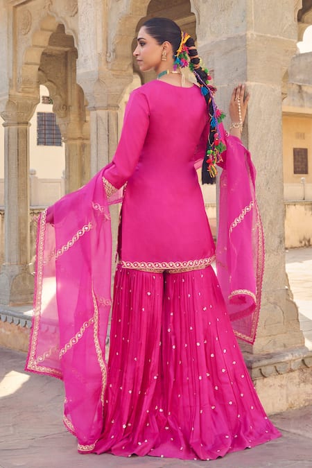 Vinita Bhansali Rani Silk Sharara Set 