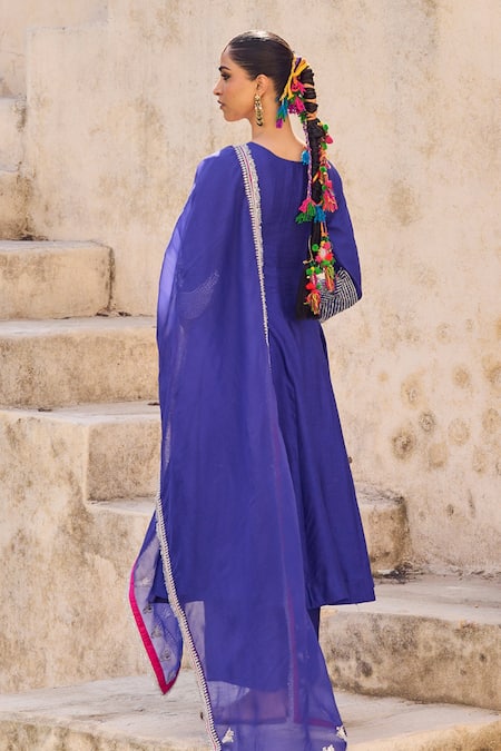 Vinita Bhansali Neela Phool Anarkali Set 