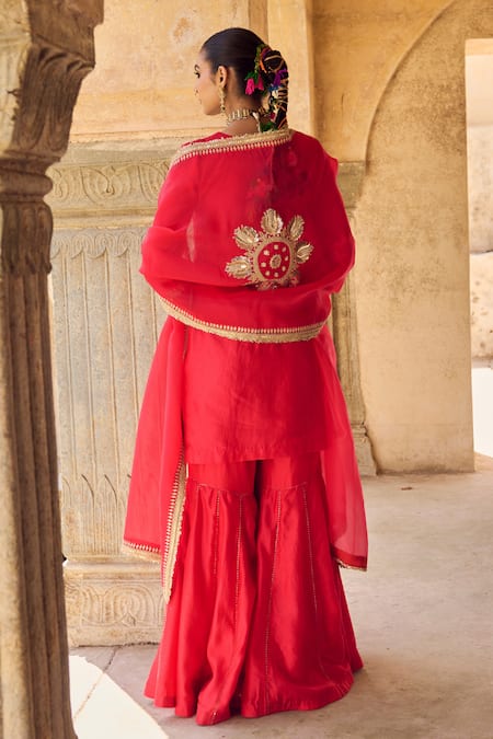 Vinita Bhansali Sindoori Silk Kurta Sharara Set 