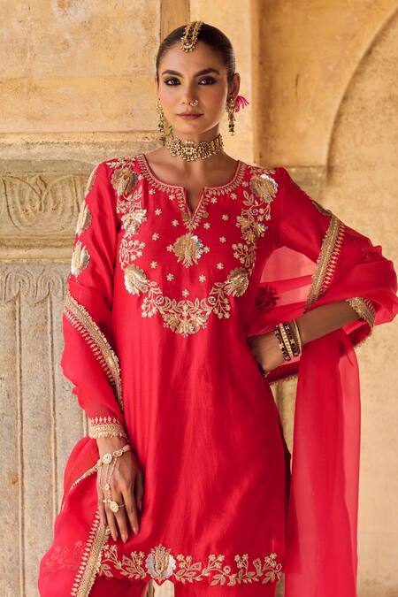 Buy Vinita Bhansali Red , Organza Sequins, Embroidery Sindoori Kurta Sharara Set Online at Aza Fashions Buy_Vinita Bhansali_Red , Organza Sequins, Embroidery Sindoori Kurta Sharara Set _Online_at_Aza_Fashions