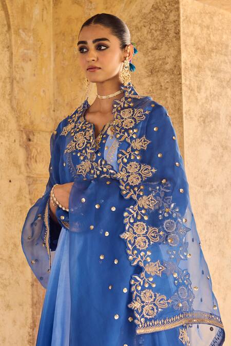 Buy Vinita Bhansali Blue , Organza Sequins, Embroidery Round Designer Nura Anarkali Set Online at Aza Fashions Buy_Vinita Bhansali_Blue , Organza Sequins, Embroidery Round Designer Nura Anarkali Set _Online_at_Aza_Fashions