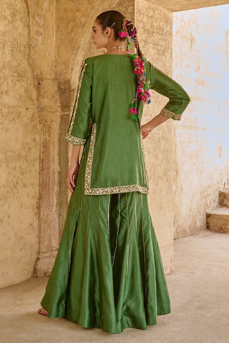 Vinita Bhansali Green Silk Gharara Set 