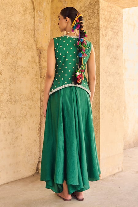 Vinita Bhansali Vanhi Green Waist Coat Set 