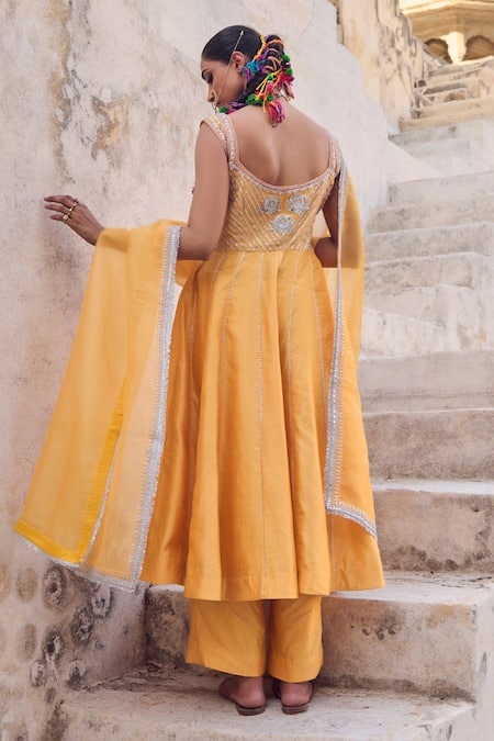 Vinita Bhansali Aashni Yellow Anarkali Set 